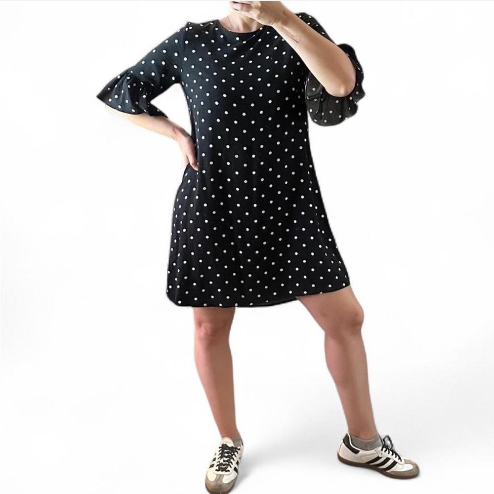 H&M Black A-Line Dress with Bell Sleeves